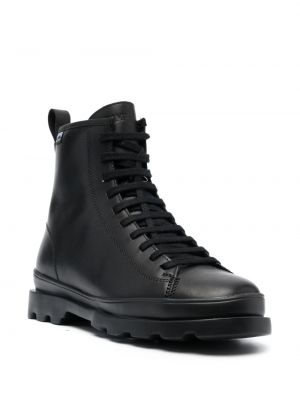 Nėriniuotos zomšinės auliniai batai su raišteliais Camper juoda