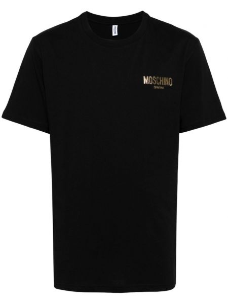 Bombažna majica s potiskom Moschino črna