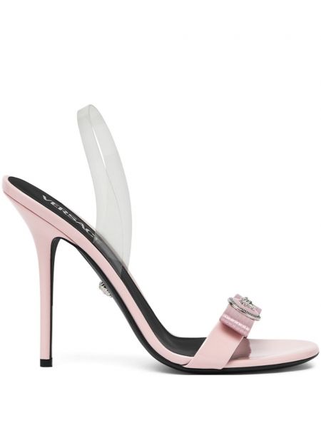 Siksnu sandales Versace rozā
