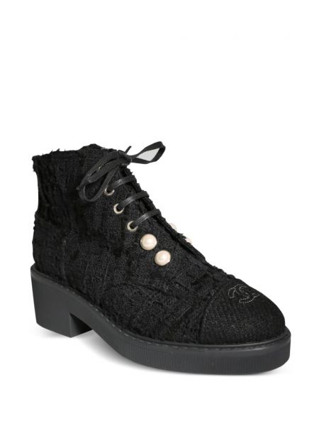 Ankle boots tweedowe Chanel Pre-owned czarne