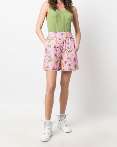 Gesteppte geblümte shorts mit print Msgm pink