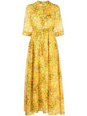 Trykt floral bomull dress Tory Burch gul