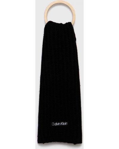 Oversized gyapjú sál Calvin Klein fekete