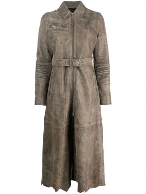 Diesel belted leather coat - Marrone