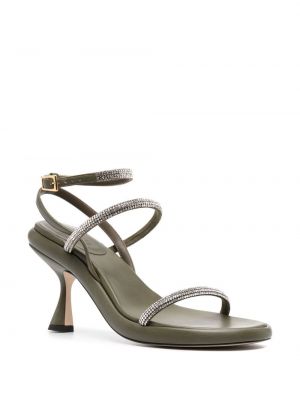 Křišťálové kožené sandály Wandler zelené