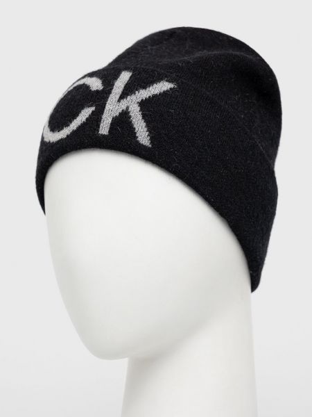 Dzianinowa czapka wełniana Calvin Klein czarna