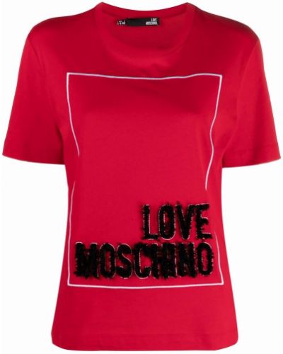 Camiseta con apliques Love Moschino rojo