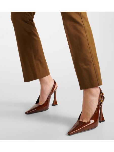 Βαμβακερό παντελόνι με ίσιο πόδι Saint Laurent καφέ