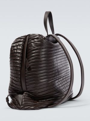 Plisovaný kožený batoh Giorgio Armani hnedá