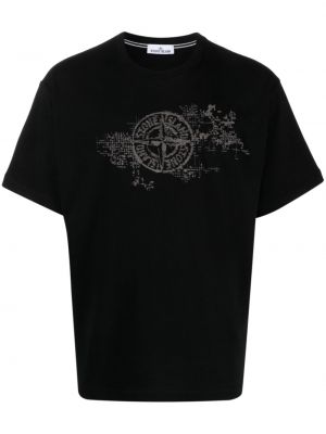 T-shirt mit stickerei aus baumwoll Stone Island schwarz
