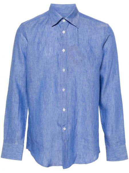 Ľanová košeľa Canali modrá