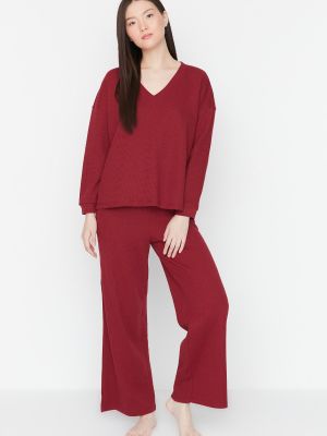 Pletené pyžamo s výstřihem do v Trendyol