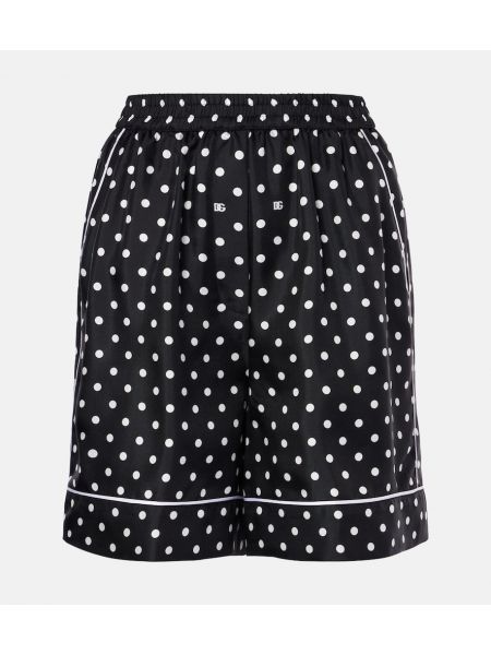 Flekket silke shorts Dolce&gabbana svart