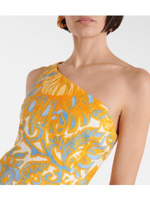 Kvetinové bavlnené šaty La Doublej oranžová
