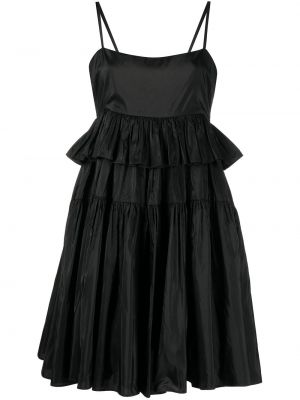 Пеплум копринена коктейлна рокля Cynthia Rowley черно