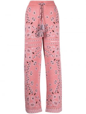 Πλεκτό παντελόνι με ίσιο πόδι με σχέδιο Alanui ροζ