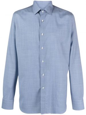 Карирана вълнена риза Canali синьо