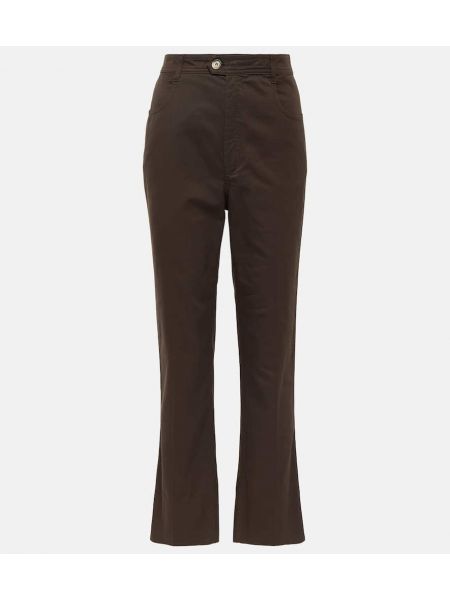 Pantaloni dritti di cotone Saint Laurent marrone