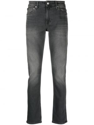 Jeansy skinny z niską talią slim fit Calvin Klein Jeans szare