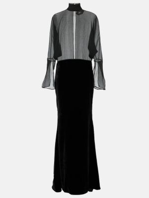 Svilena dolga obleka Taller Marmo črna