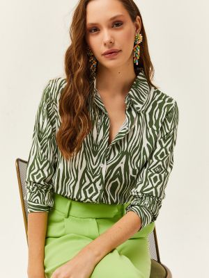Viskózová košeľa so vzorom zebry Olalook zelená