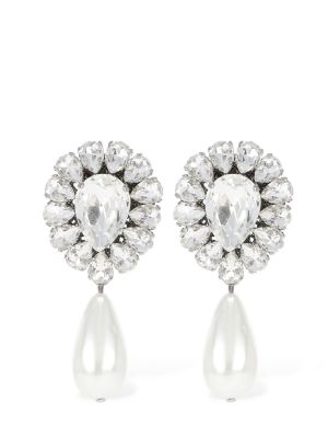 Boucles d'oreilles avec perles à boucle en cristal Alessandra Rich argenté