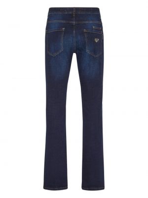 Proste jeansy z niską talią Philipp Plein niebieskie