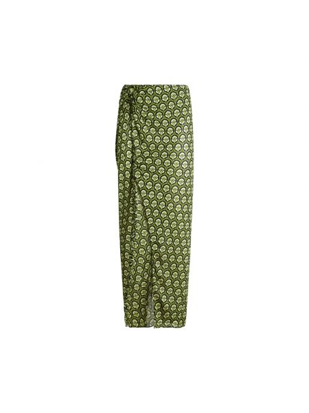 Długa spódnica z nadrukiem Etro zielona