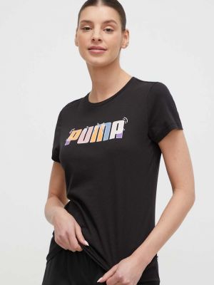 Bavlněné tričko Puma černé