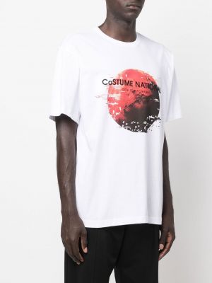 Haftowana koszulka z nadrukiem Costume National Contemporary biała