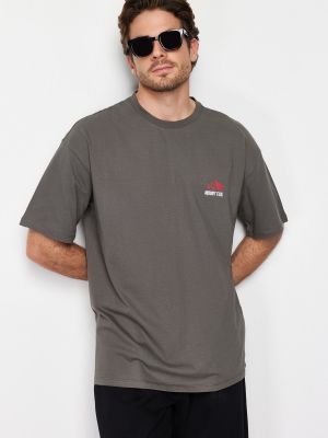 Kokvilnas polo krekls ar izšuvumiem ar apdruku Trendyol