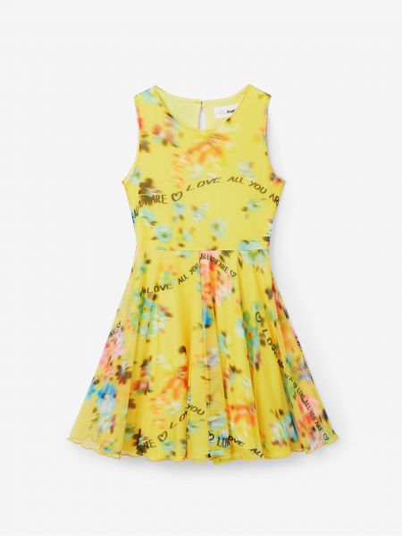 Kvetinové šaty Desigual žltá