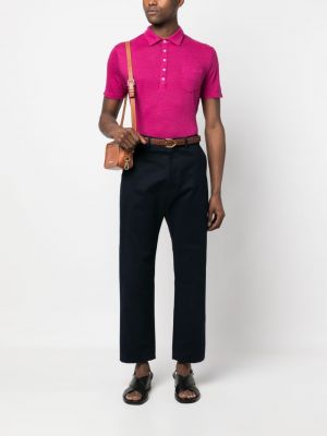 Lininis polo marškinėliai Massimo Alba rožinė