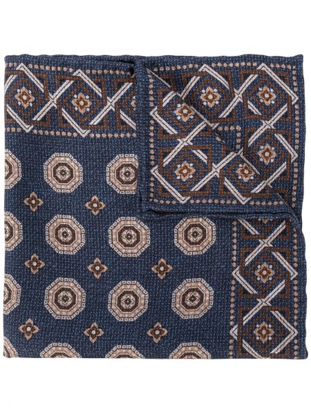 Pañuelo de seda con estampado geométrico Brunello Cucinelli azul