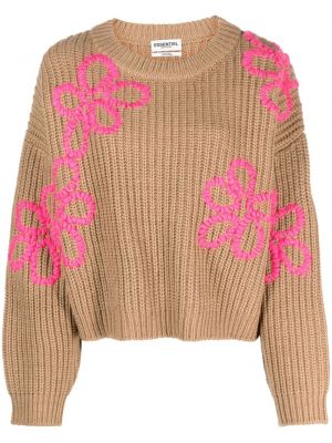 Chunky pulover s cvetličnim vzorcem Essentiel Antwerp rjava