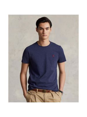 Camiseta de algodón de punto de cuello redondo Polo Ralph Lauren azul