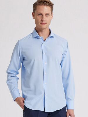 Голубая рубашка узкого кроя с итальянским воротником D'S Damat