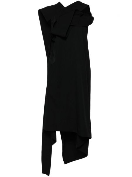 Асиметрична вълнена рокля с презрамки Yohji Yamamoto черно