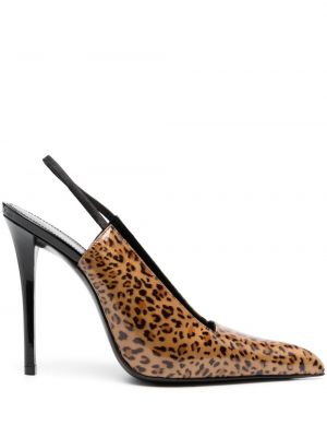 Полуотворени обувки с принт с леопардов принт Saint Laurent