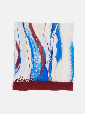 Bufanda de viscosa con estampado con estampado abstracto Abbacino azul
