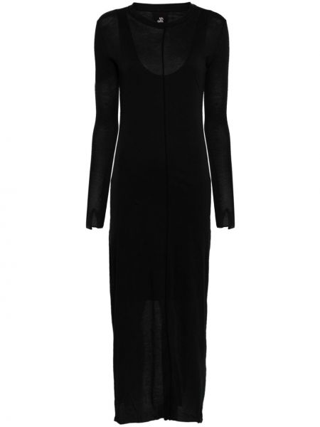 Jersey bombažna dolga obleka Thom Krom črna