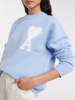 Vlněný svetr Ami Paris modrý