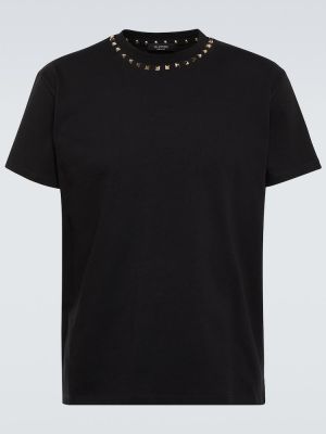T-shirt di cotone in jersey Valentino nero