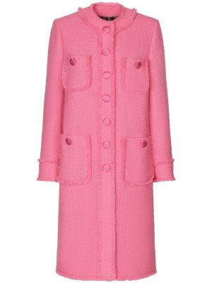 Palton cu nasturi din tweed Dolce & Gabbana roz