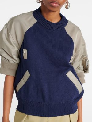 Sweter bawełniany Sacai khaki