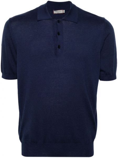 Megztas medvilninis polo marškinėliai Canali mėlyna