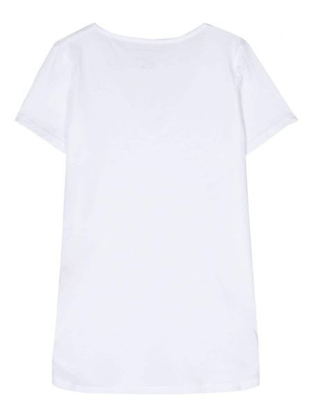 Bavlněné tričko s výstřihem do v Majestic Filatures bílé