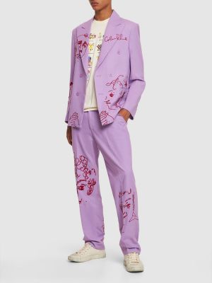 Oblek s výšivkou Kidsuper Studios fialová