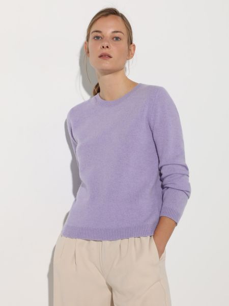 Jersey de cachemir de tela jersey de cuello redondo Easy Wear violeta