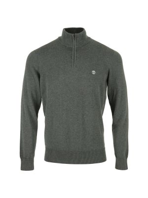 Bavlněný svetr na zip Timberland šedý